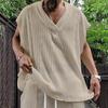 Gilet a maglia grossa da uomo, tinta unita, scollo a V, senza maniche, vestibilità larga