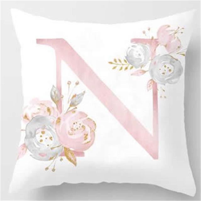 Ins Nordic Pillowcase Design Pink Letter Cushion Pillowcase Car Sofa Waist Design Home Furnishing