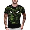 Men's Skull Polyester Short Sleeve T-Shirt, Punk Personality 3D Crewneck Clothing, Full Body Printing