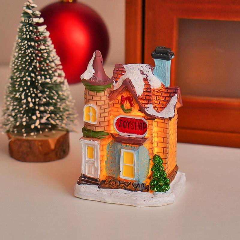 Luminous Christmas Micro-Landscape Cottage Decorations for Festive Atmosphere