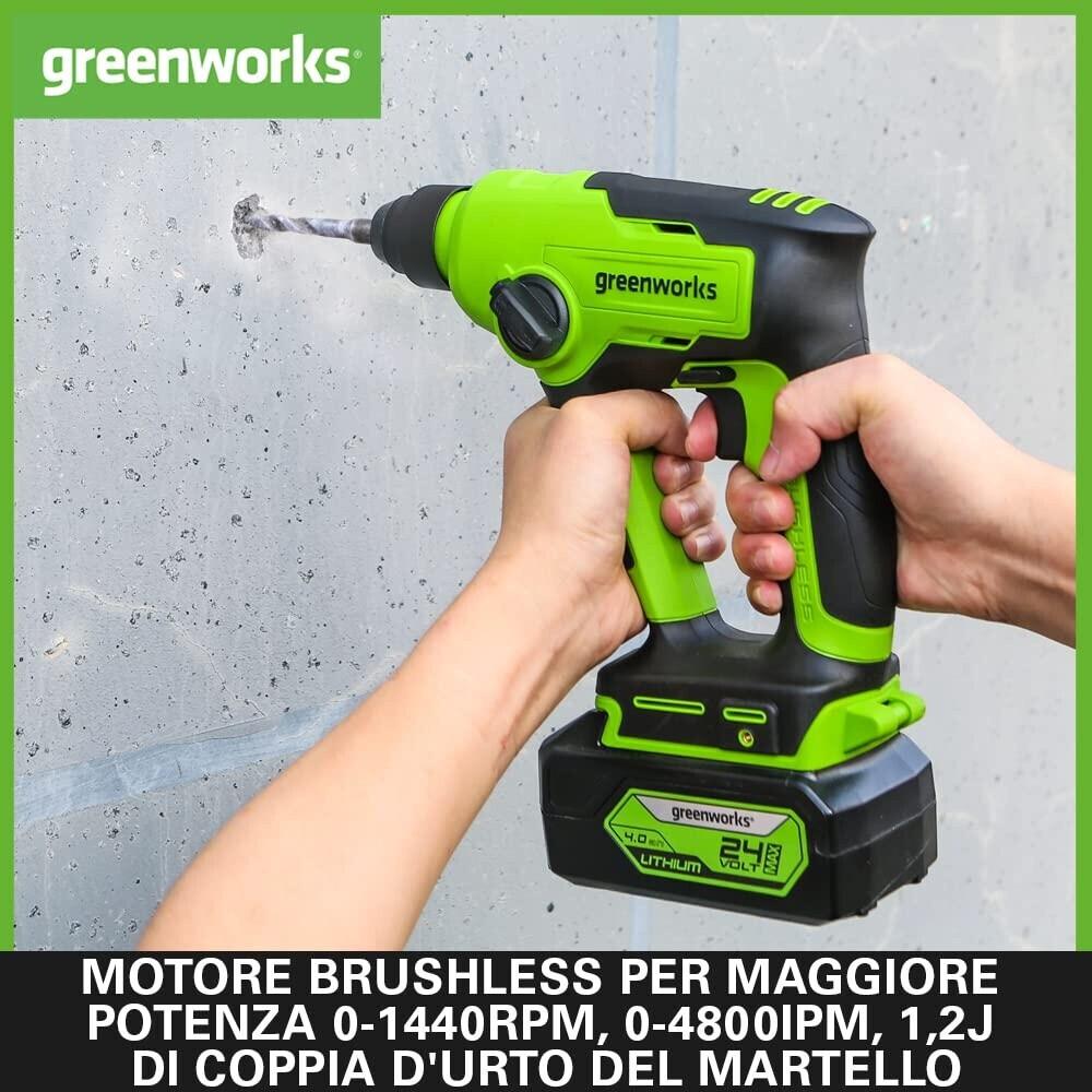 Аккумуляторный перфоратор Greenworks GD24SDS1K2 Schlagbohrer 24V 1,2J SDS-Plus, 2Ah Akku (3803107UA)
