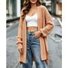 Spring and Autumn Long Knitted Cardigan with Hollowed Out V-neck and Loose Shoulder Sleeves, Paired with A Sweater Jacket