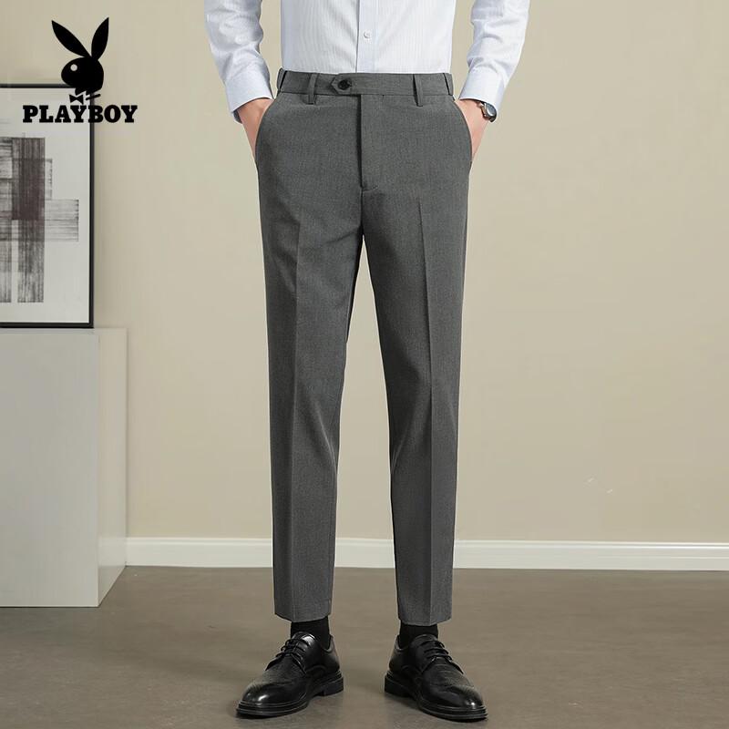 Playboy Premium Men's Slim Fit Straight Leg Casual Dress Pants