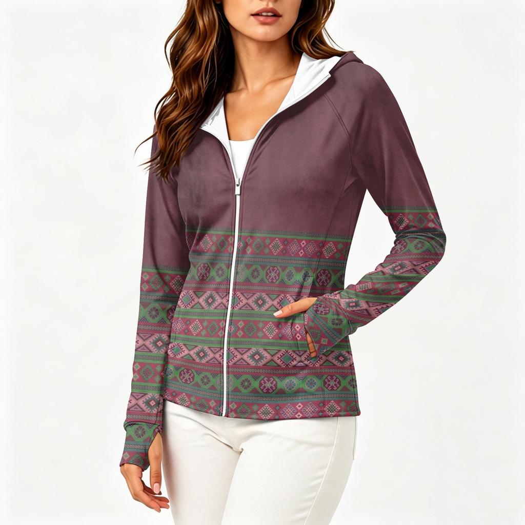 Women's Lightweight Hooded Sun Protection Jacket Full Zip Long Sleeve with Pockets Floral Print Casual Outdoor Lightweight Cover Up