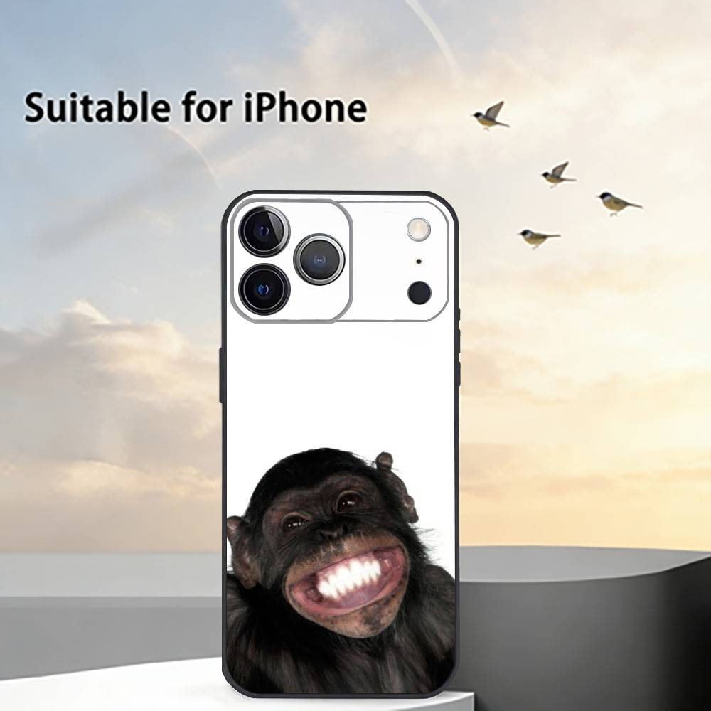 Funny Monkey M-Memes Phone Case For iPhone 17,16,15,14,13,12,11 Plus,Pro Max,XS,Soft Silicone Black Cover
