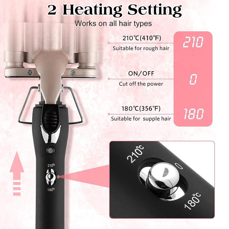 Professional Salon Dual Voltage Hair Curler Wavy Tourmaline Wave Maker 5 Barrels Curling Iron LCD Temperature PTC Ceramic