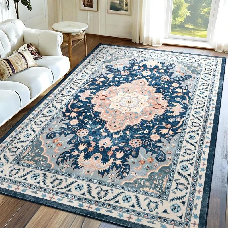 Large Vintage Floral Area Rug –