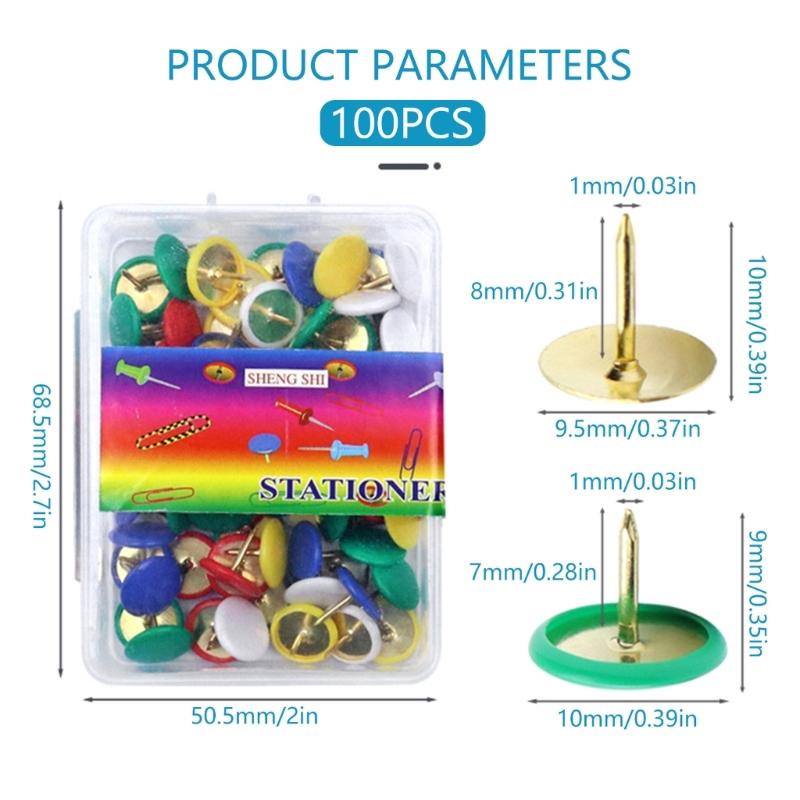 100 Pcs Thumb Tacks Drawing Pins Push Pins Map Pins Decorative Pushpins Poster Pins School Supplies for Craft Lovers