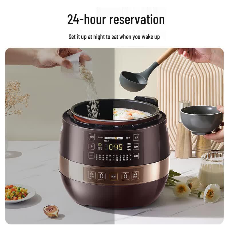Midea 6L Automatic Smart Electric Pressure Cooker with Dual Non-Stick Pots CN plug (adapter included)