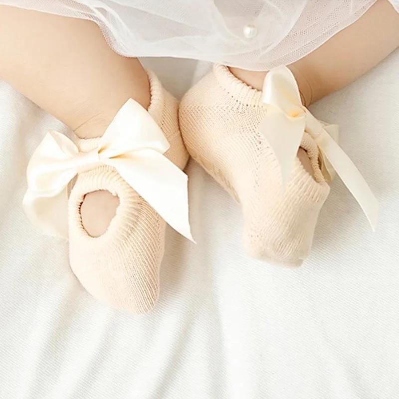 3 Pairs Cute Flower Baby Socks Sweet Lace Bow Newborn Girls Princess Sock Soft Cotton Infant Anti-slip Floor Socks