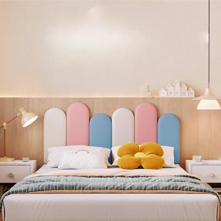 1PC 7.87inx15.75in Bed Headboards Anti-collision Wood Wall Panels Bed Head Headboard Stickers Tete De Lit