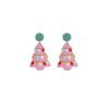Creative Cartoon Christmas Lights Pink Christmas Tree Earrings, Light Luxury High Sense Sweet Girl Fashion Earrings