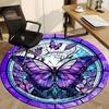 1pc Butterfly Stained Glass Carpet for Office Non-Slip, Round Carpet, Soft & Comfortable, Carpet for Office, Lightweight Round Floor Mat