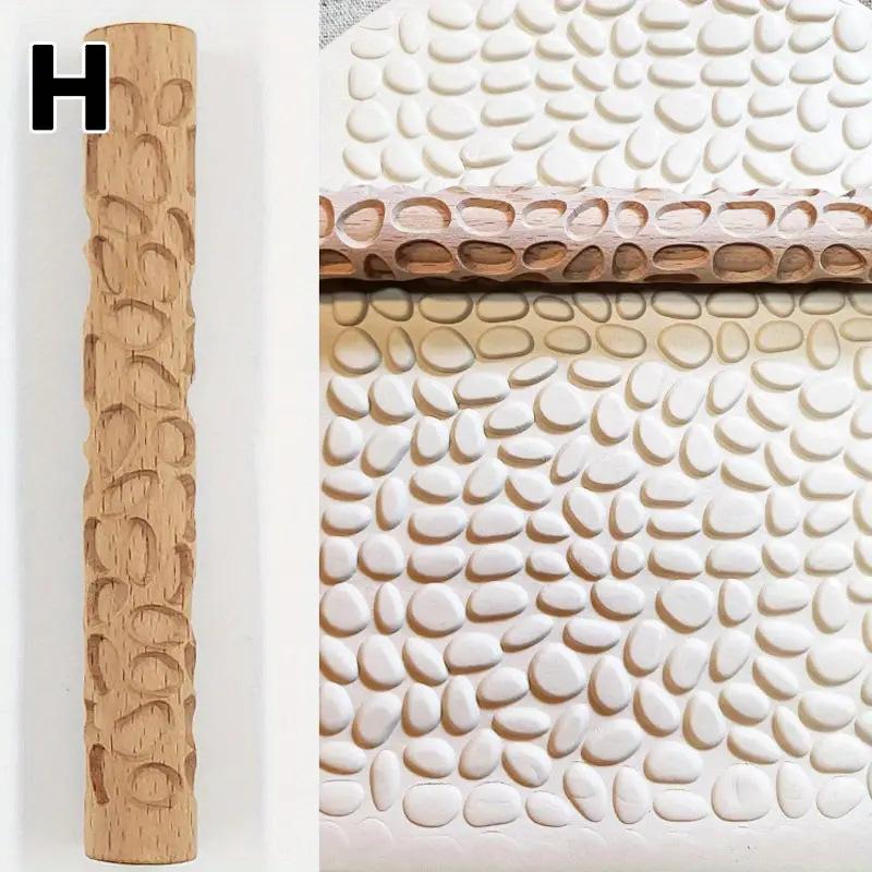 Relief Wood Texture Rolling Stick Pottery Clay Tools Rod Relief Flower Pattern Embossed Rod Mud Roll DIY Ceramic Clay Modeling