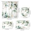 4Pcs Shower Curtain Set with Non-Slip Bath Mat, Toilet Lid Cover, Contour Rug & 12 Hooks, Bathroom Decor