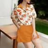 ZANZEA Women Short Sleeve Floral Blouse and Shorts Summer Two Piece Suit Sets