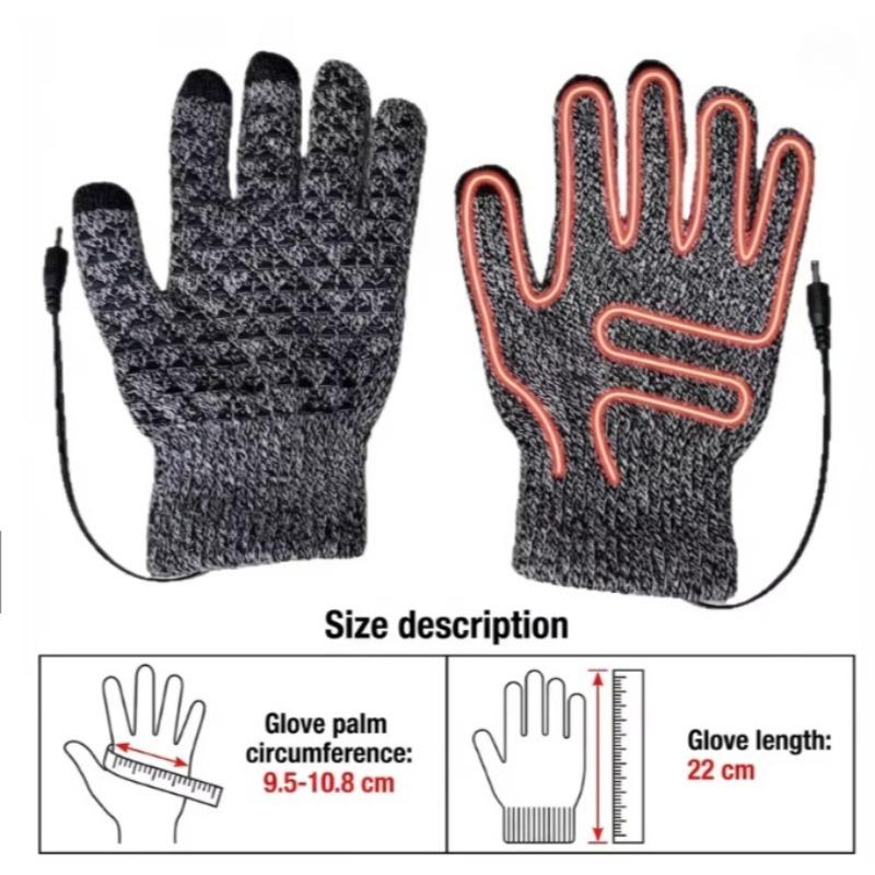 USB Electric Heating Gloves Anti Slip Five Finger Back Hand Warm Thickened Charging Constant Temperature for Outdoor Cycling