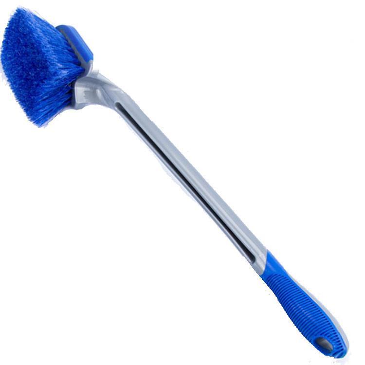 Blue Wheel Brush with Long Handle: Car Washing Tool for Steel Rims, Dead Corners, and Tires. Perfect for Mud and Soft Hair Cleaning.