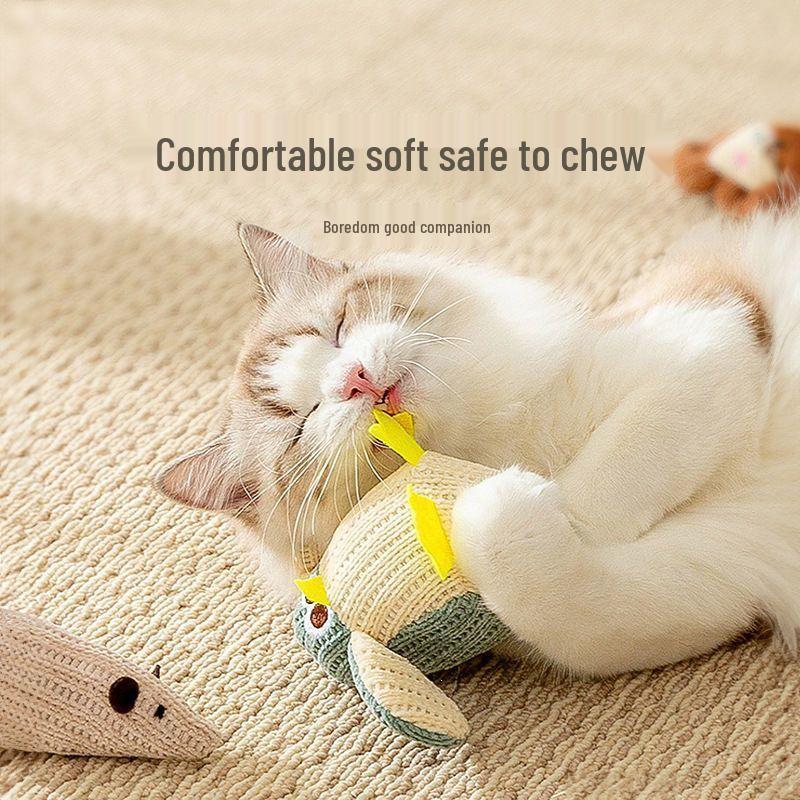 Adorable Catnip Toy for Self-Playing Kittens - Silent Cartoon Teething Toy