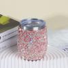 360ml Double Wall Vacuum Insulated Stainless Steel Tumbler With Rhinestone Decor Large Belly Shape Travel Cup Wine Coffee Tea
