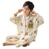 2026 Cotton Kids' Pajama Set: Long Sleeve Lapel Cardigan for Boys & Girls - Spring, Autumn, Winter