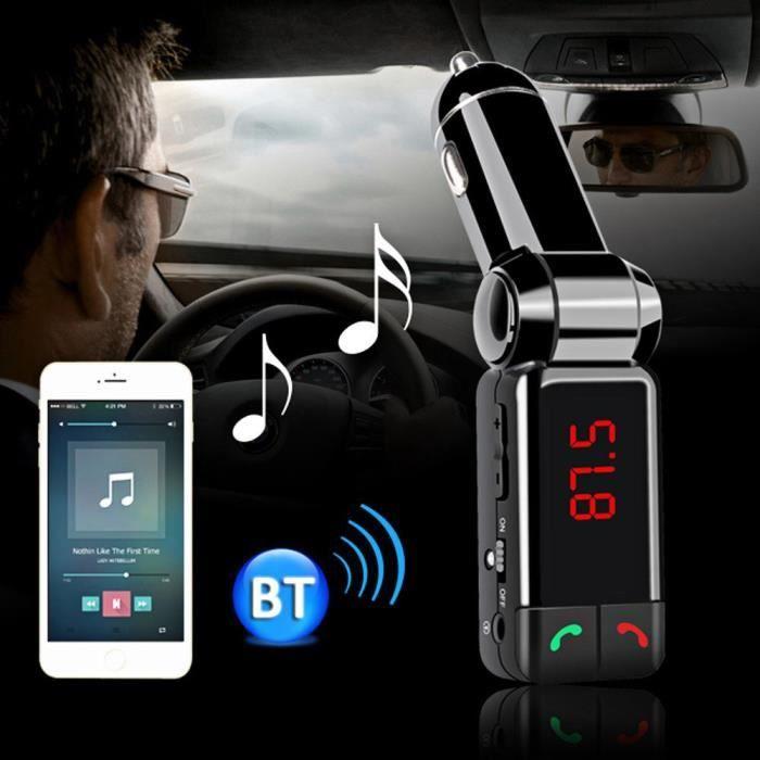 Kit voiture Bluetooth Transmetteur FM Lecteur MP3 auxiliaire mains libres Affichage LED Portable Chargeur double USB Transmissor FM