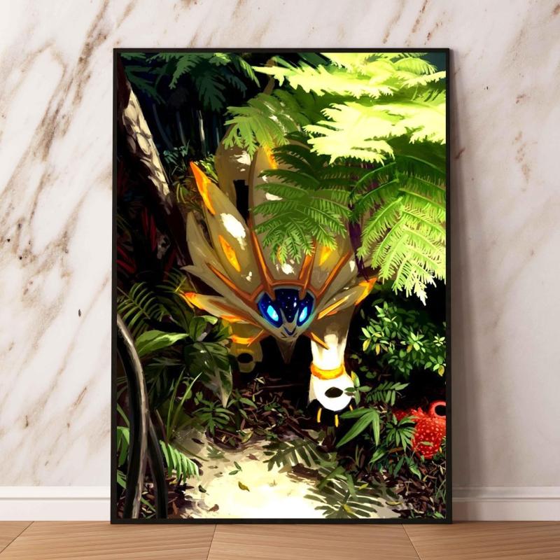 Eeveelutions Decorative Painting Cute Eevee and With Floral Elements High  Quality Wall Art for Home Decor Classic