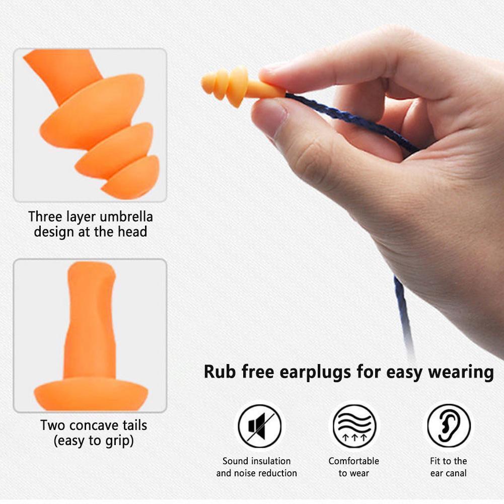 50 Pairs TPE Ear Plugs,Reusable Earplugs with String for Noise Reduction,Christmas Tree Shape Earplugs for Travel Study Sleep