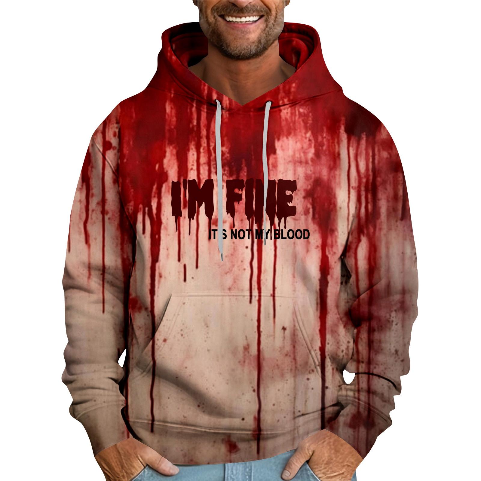 

Мужская толстовка с капюшоном свободного кроя с принтом «Кровавый Хэллоуин» L