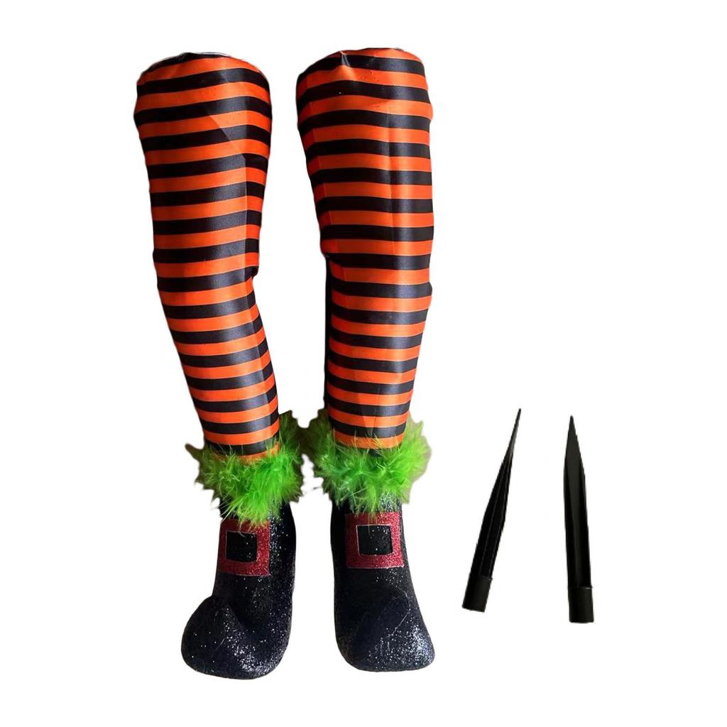 2x Halloween Witch Legs with Stakes Party Haunted House with Shoes Indoor Outdoor Scary Wicked Witch Legs Halloween Decoration