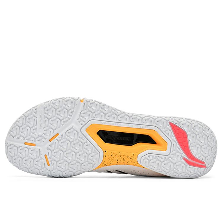 Li Ning Saga 2 Lite Rubber Cushioning, Wear Resistant Low Top Badminton Shoes Unisex White Yellow AYTT003-3