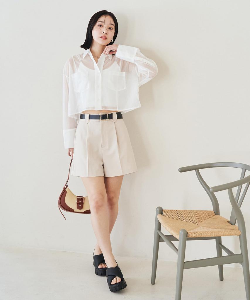 Bis Washable Lame Sheer Cropped White Maine Shirt, Women's, (10)