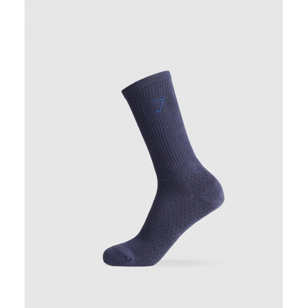 

GYMSHARK Premium Sharkhead Crew Sock Heavy Blue I2A5M UCTN S