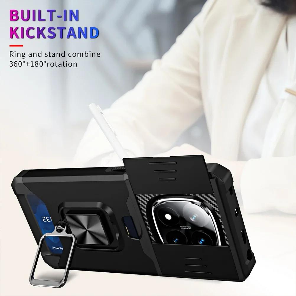 Custodia Cover Magnetica Antiurto per Xiaomi Redmi Note 14 Pro Plus 14C Note 14 Pro 5G 4G Protezione Fotocamera Con Slot Porta Carte