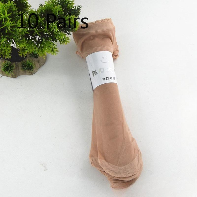 10 Pairs of Loose-knit Lace Stockings - Short Legged Women's Summer and Spring Style Steel Stockings, Thin and Invisible Mid-calf Stockings