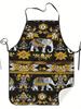 1 Stück Thailändischer Elefant Florales Vintage Design Schürze, Unisex, Geeignet für Basteln, Backen, Malen, Reinigen, Kochen, Koch, Kellner, Café, Grill Re