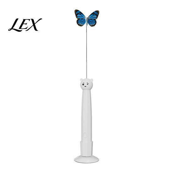 Quiet Motor Cat Play Device Electric Butterfly Wand, Rechargeable Interactive Wand Toy, 360 Spinning Self-Play Toy with 2 Modes, Suction Cup