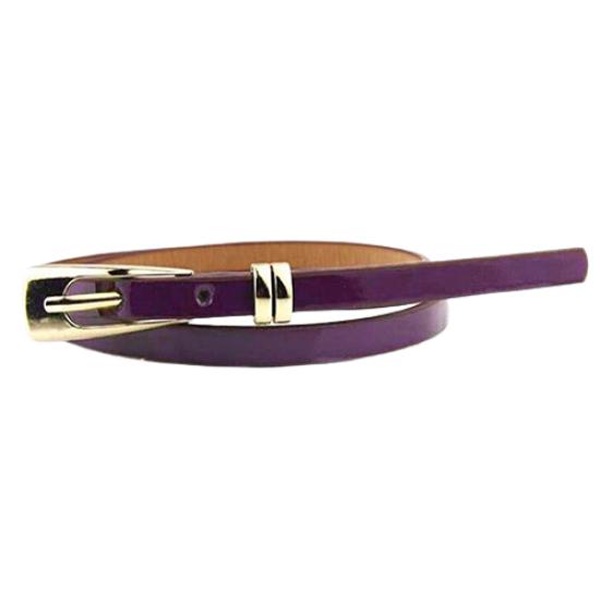 Fashion Women Candy Color Thin Narrow Faux Leather Dress Belt Buckle Waistband