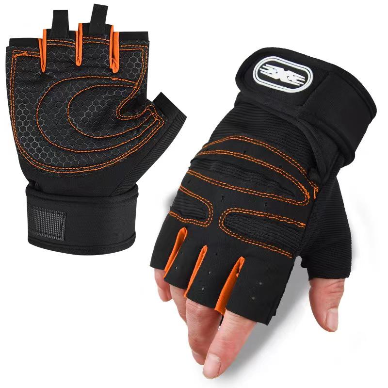 Unisex Non-Slip Fitness Gloves: Half-Finger Design with Wrist Support for Cycling, Barbell, and Training.