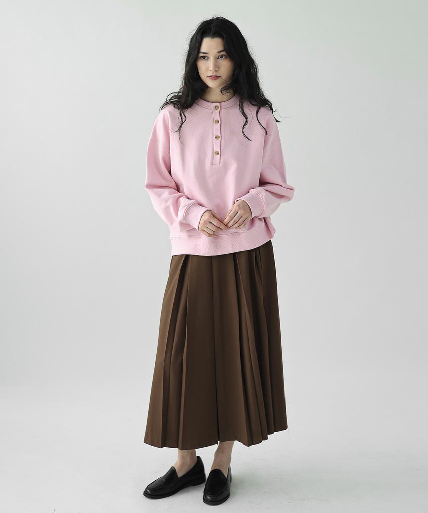 Keullaepeu Elastic Banded Pleated Long Skirt_Brown