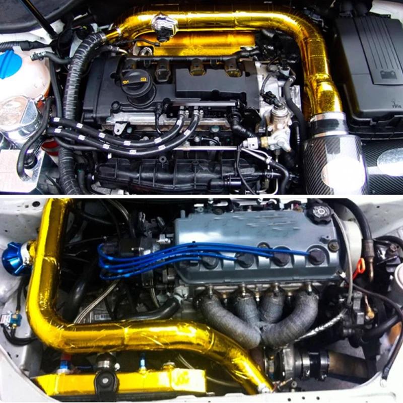 1/2PCS 5M Car Exhaust Heat Insulation Aluminum Foil Tape Gold/Silver Reflective Self-Adhesive Tape Universal Car Tuning Parts