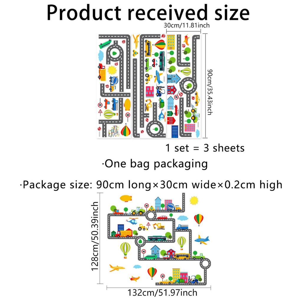 WOHAHA Wall Stickers Large Size Construction City Silhouette Perfect for and Nurseries Waterproof Wall Stickers Stylish Wall Decor 132cm x 128cm - -