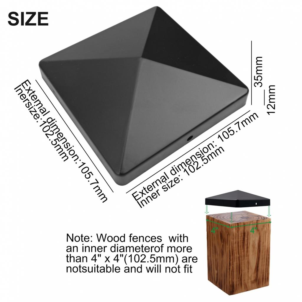 Easy Installation Black Plastic Pyramid Cap Fence Post Cap