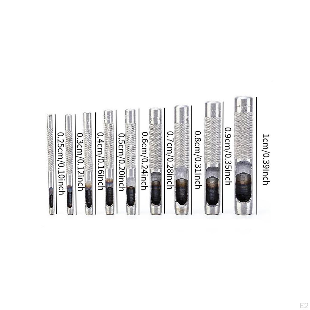 9x Leather Hole Punch Tool with Canvas Bag Precision Design Portable User Friendly 2.5mm-10mm