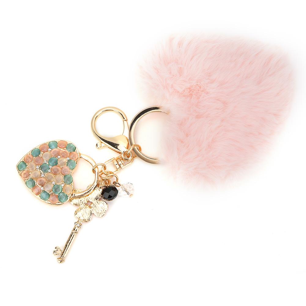 

Брелок для ключей пушистый меховой шарик в форме сердца брелок для ключей розовая сумка подвесной декоративный аксессуар