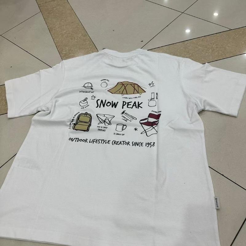 Koreanisch 2025 Sommer Neu Snow Peak Kurzarm Rundhals T-Shirt Locker Vielseitig Baumwoll-Top Unisex Harajuku Lässig Nachthemden