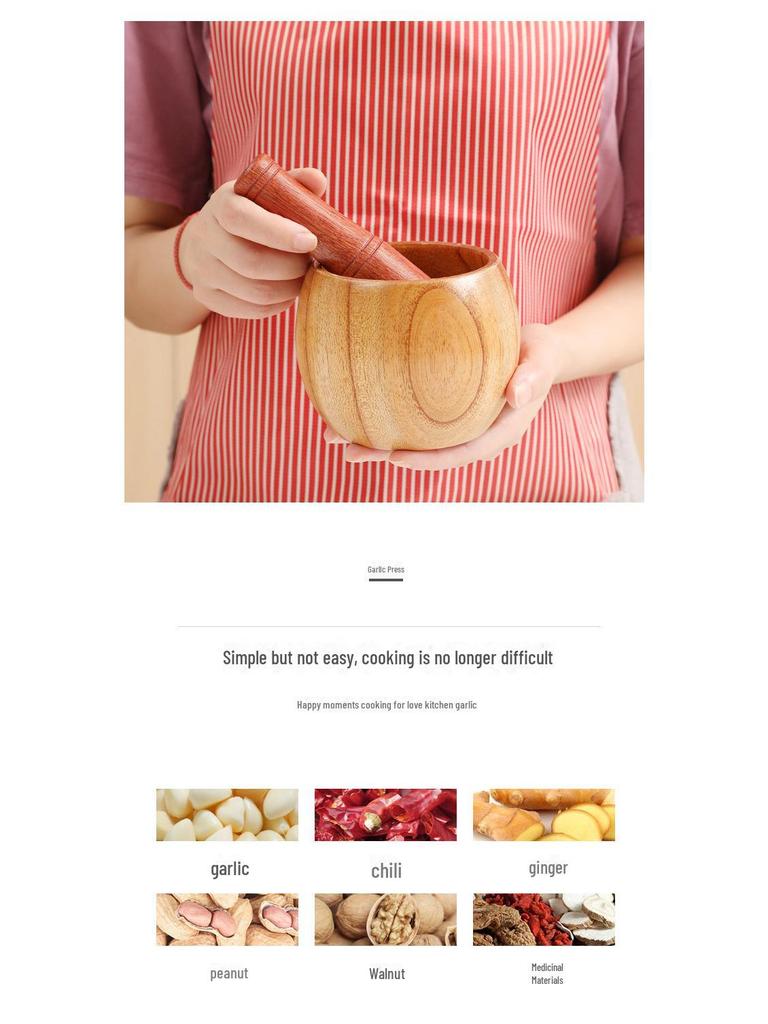 Tradiční česnekový hmoždíř a palička: Ruční mlýnek vyrobený ze dřeva kyselého jujubovníku