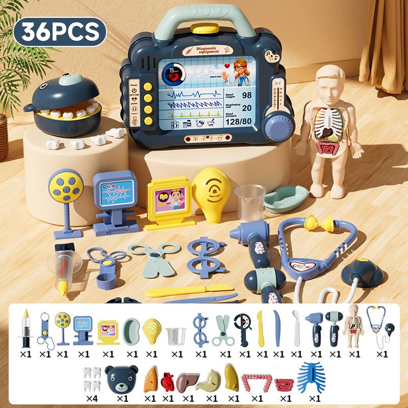 Lernspielzeug Kinder Rollenspiel Arzt Spielzeugset Simulation Krankenschwester Spritze Stethoskop Sound Licht Medizinisches Set Zahnarzt Spiel Geschenk