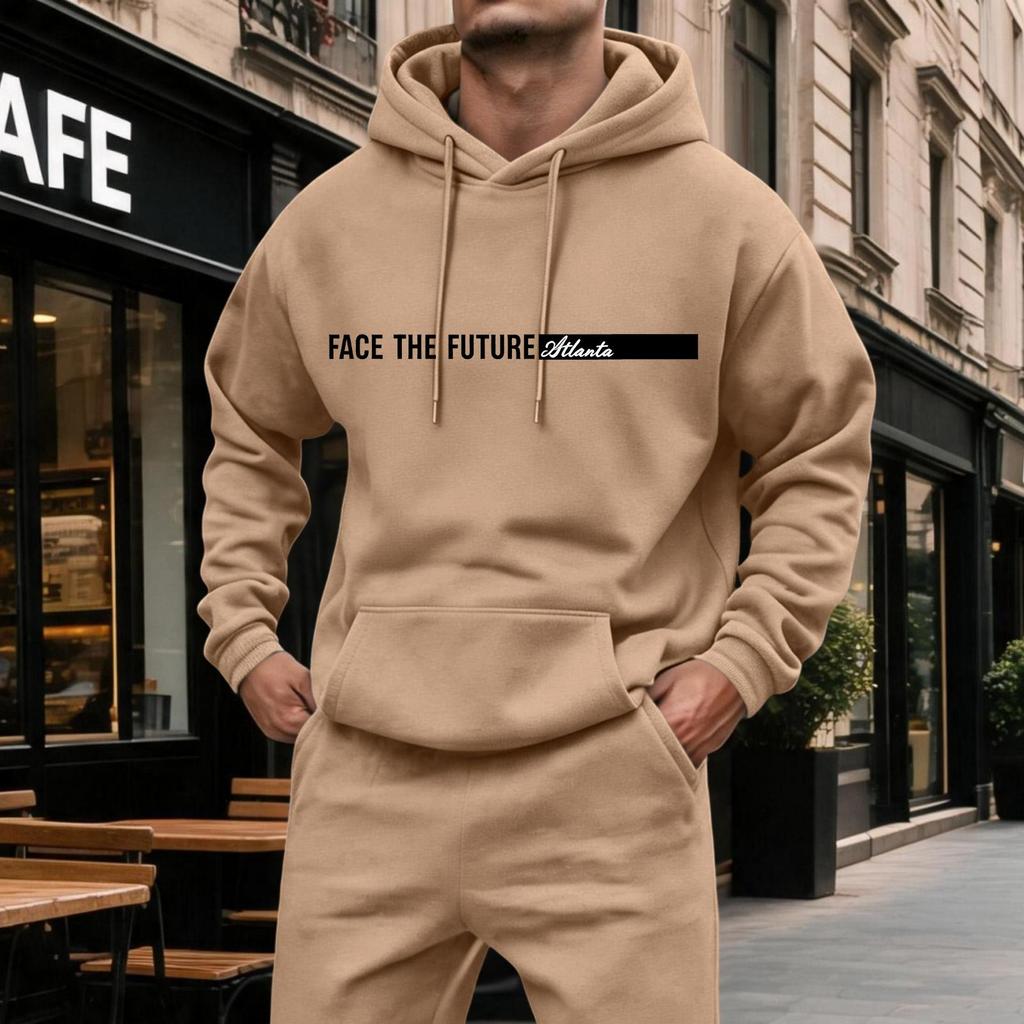 Men's Casual Hoodie with Large Pockets, Color Long Sleeve Sweatshirt