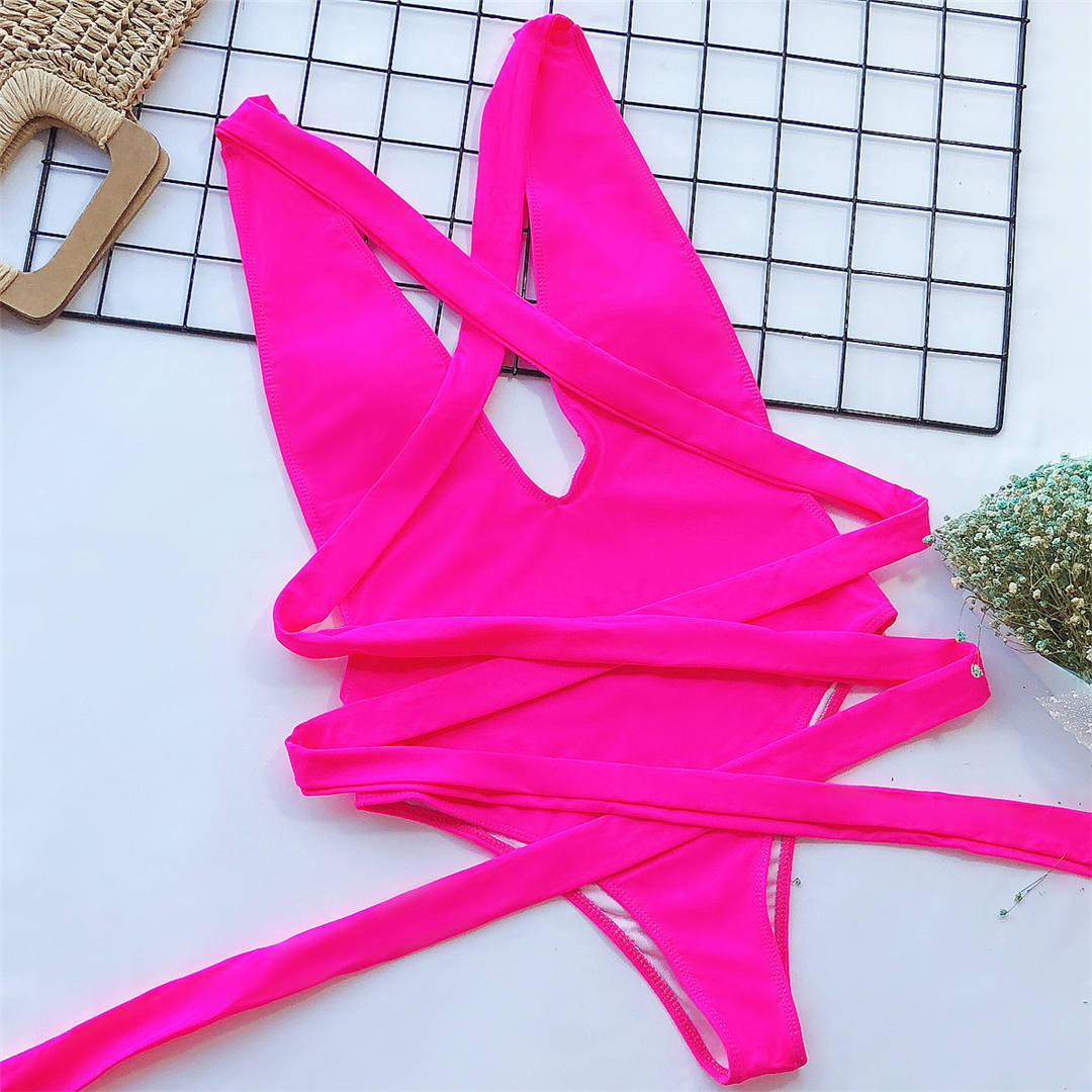 

Сексуальный женский купальник с запахом, цельный купальник, женский купальный костюм, 2021, купальный костюм с глубоким v-образным вырезом, монокини с открытой спиной L